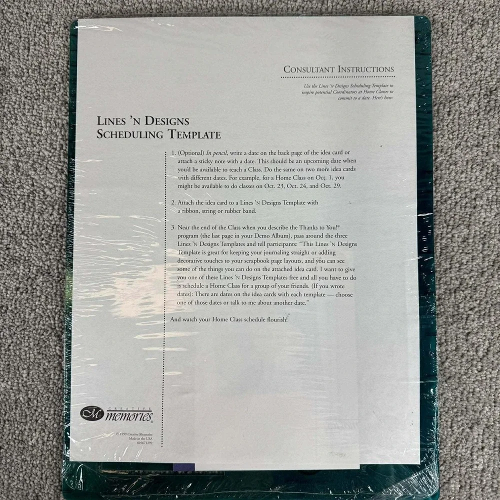 Creative Memories Lines 'N Design Template Teal Scrapbooking Journaling Tool 2pk